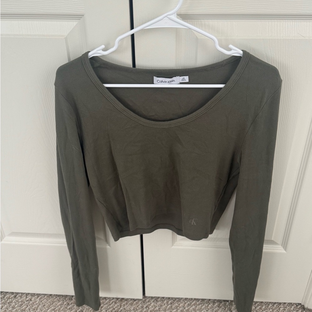 Calvin Klein Women's Green Long Sleeve Blouse